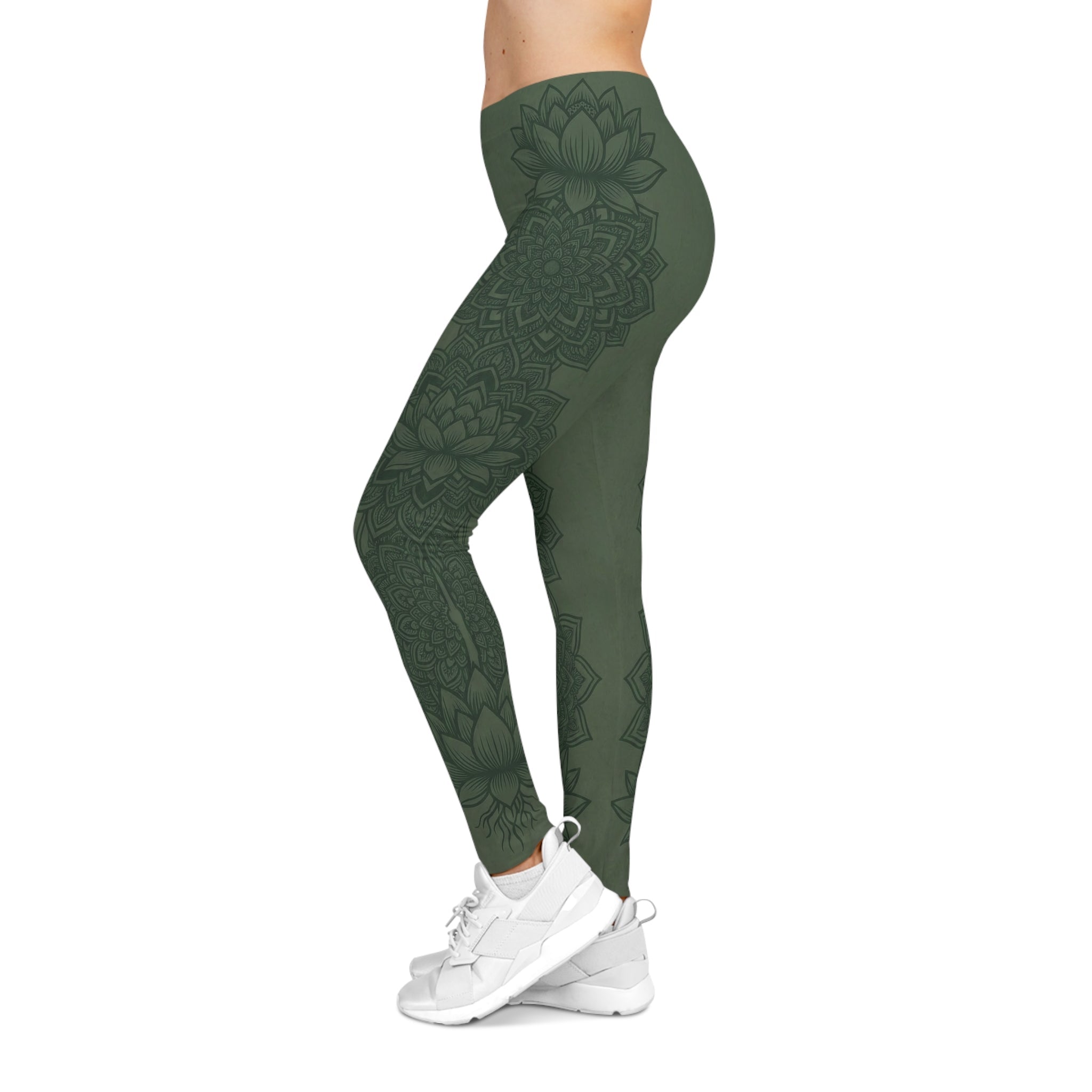 Moss Zen Mandala Leggings — Yoga & Casual Leggings - Raven Quest Apparel