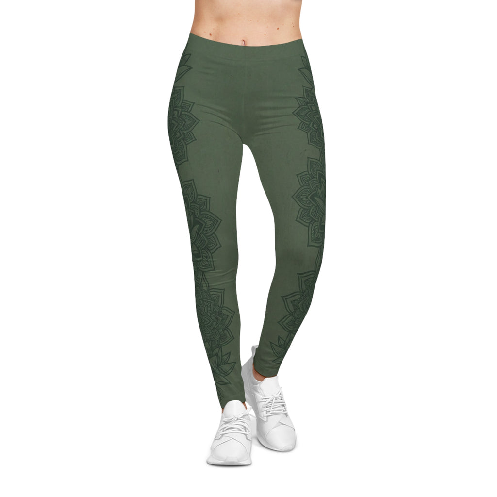 Moss Zen Mandala Leggings — Yoga & Casual Leggings - Raven Quest Apparel