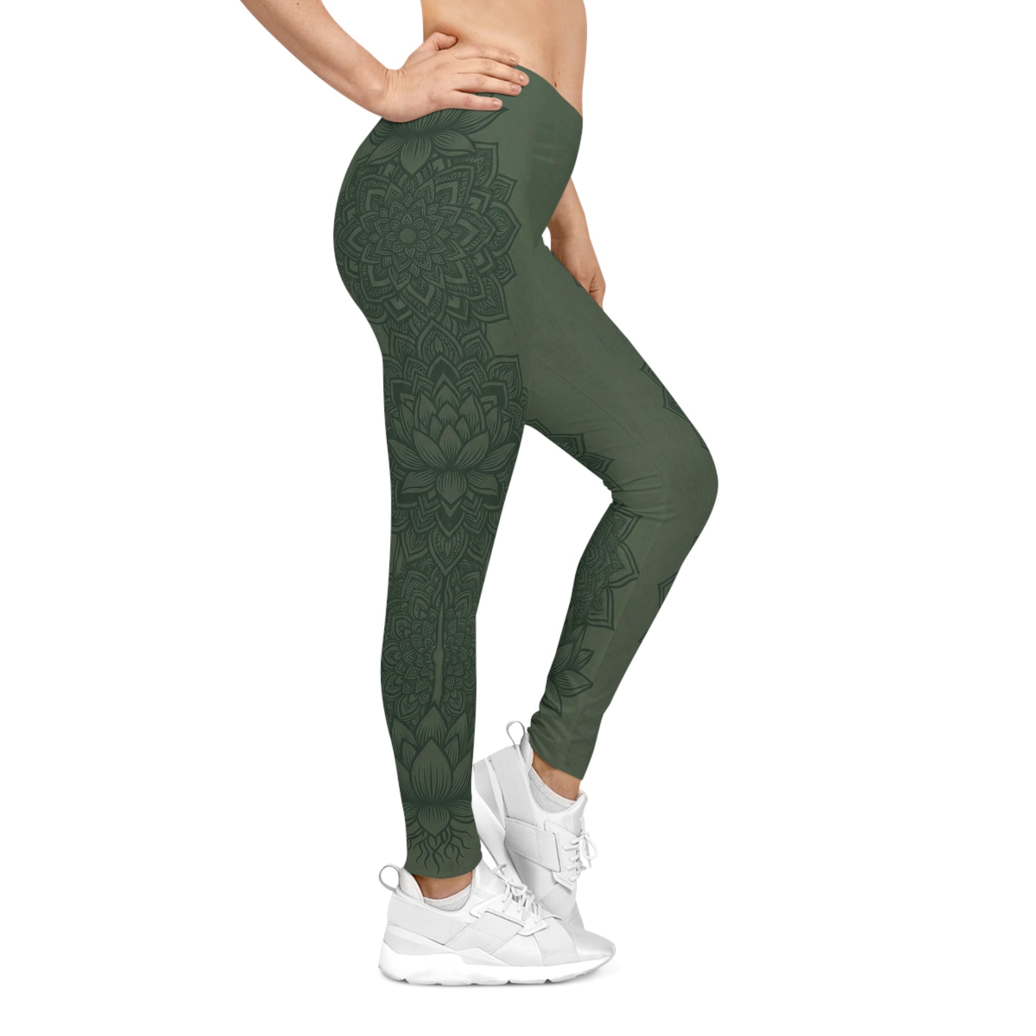 Moss Zen Mandala Leggings — Yoga & Casual Leggings - Raven Quest Apparel