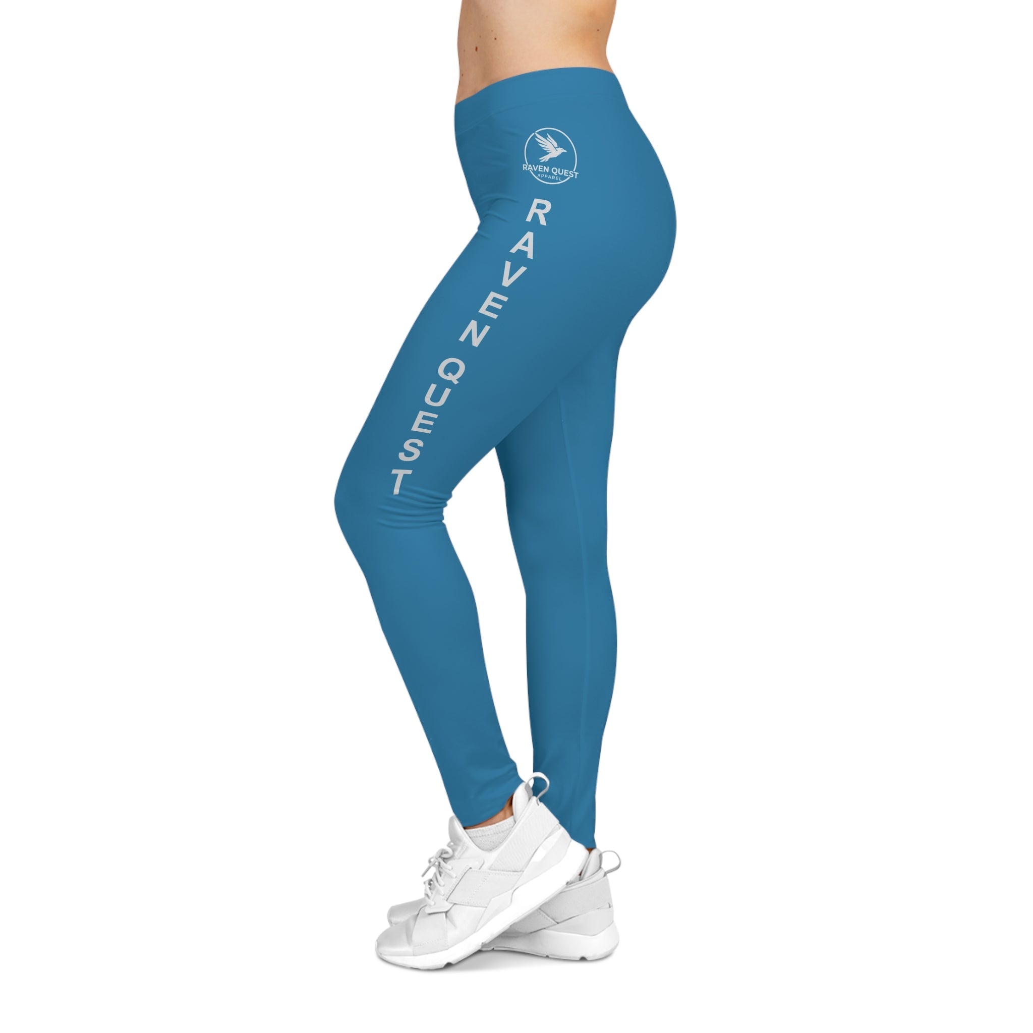 Ocean Blue Raven Quest Leggings — Women's Graphic Side - Print Activewear - Raven Quest Apparel
