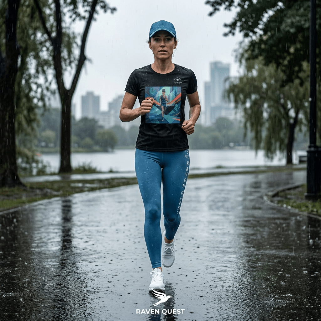 Ocean Blue Raven Quest Leggings — Women's Graphic Side - Print Activewear - Raven Quest Apparel