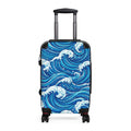 Ocean Wave Carry - On Suitcase — Blue Nautical Surf Pattern Travel Luggage - Raven Quest Apparel