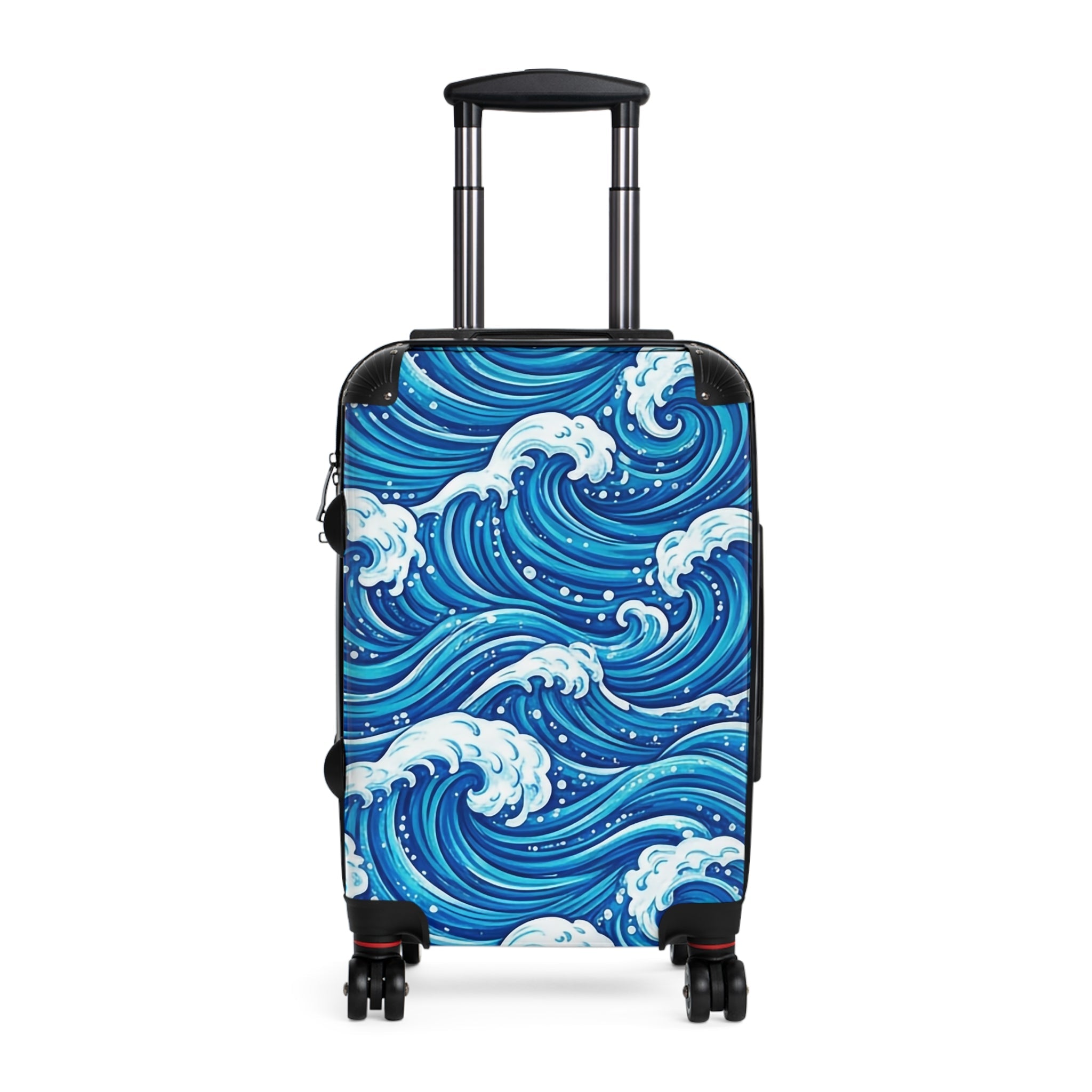 Ocean Wave Carry - On Suitcase — Blue Nautical Surf Pattern Travel Luggage - Raven Quest Apparel