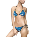 Ocean Wave Tie - Side Bikini - Blue Japanese Wave Print Women's Swimsuit - Raven Quest Apparel