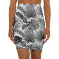 Palms 2 Pencil Skirt — Women's Mid - Waist Slim Fit - Raven Quest Apparel