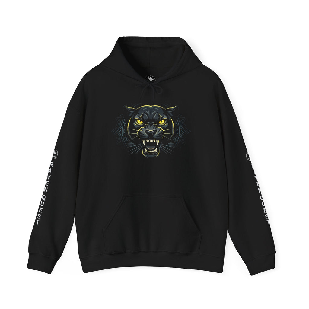 Panther Head Hoodie — Fierce Yellow - Eyed Graphic Pullover - Raven Quest Apparel