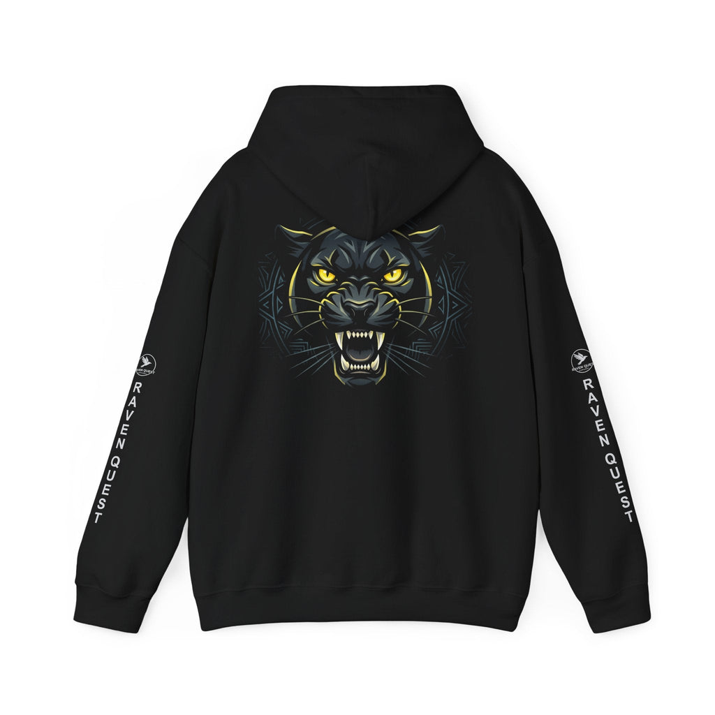 Panther Head Hoodie — Fierce Yellow - Eyed Graphic Pullover - Raven Quest Apparel