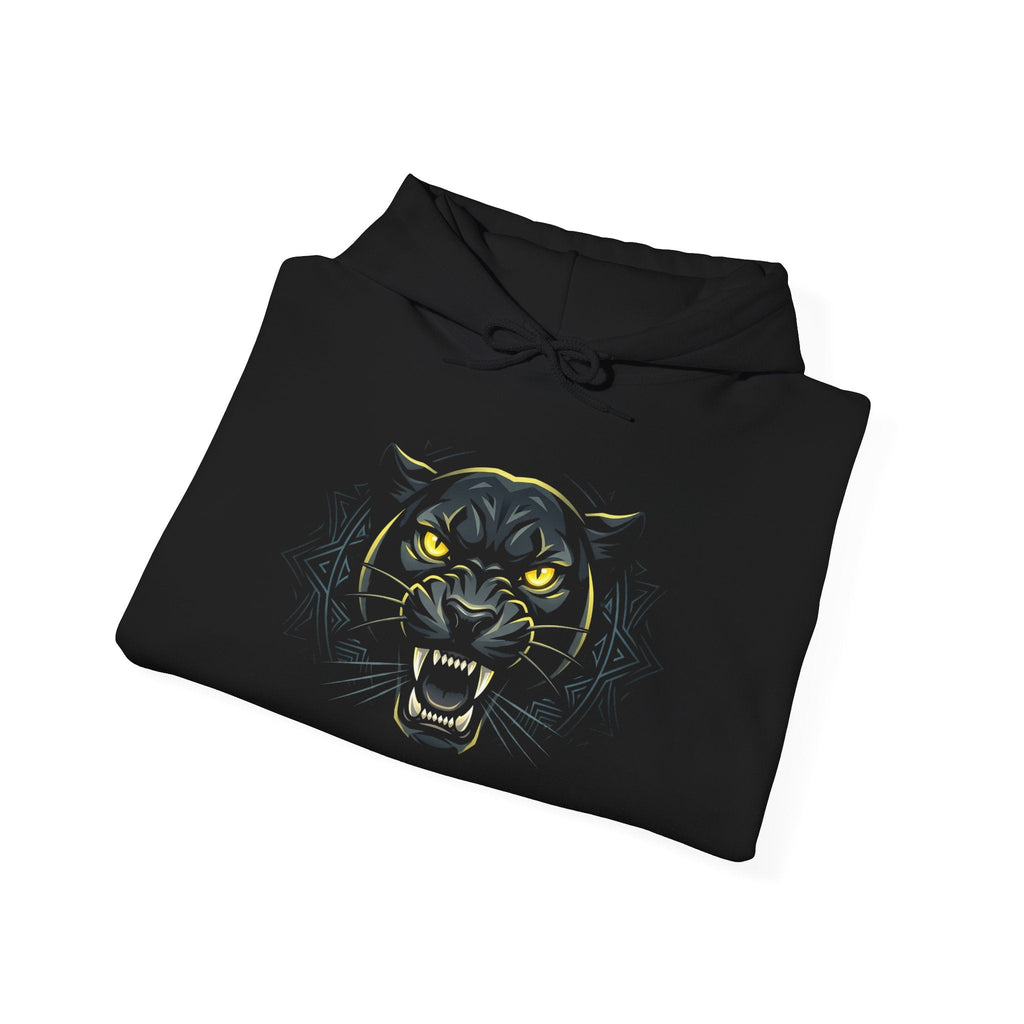 Panther Head Hoodie — Fierce Yellow - Eyed Graphic Pullover - Raven Quest Apparel