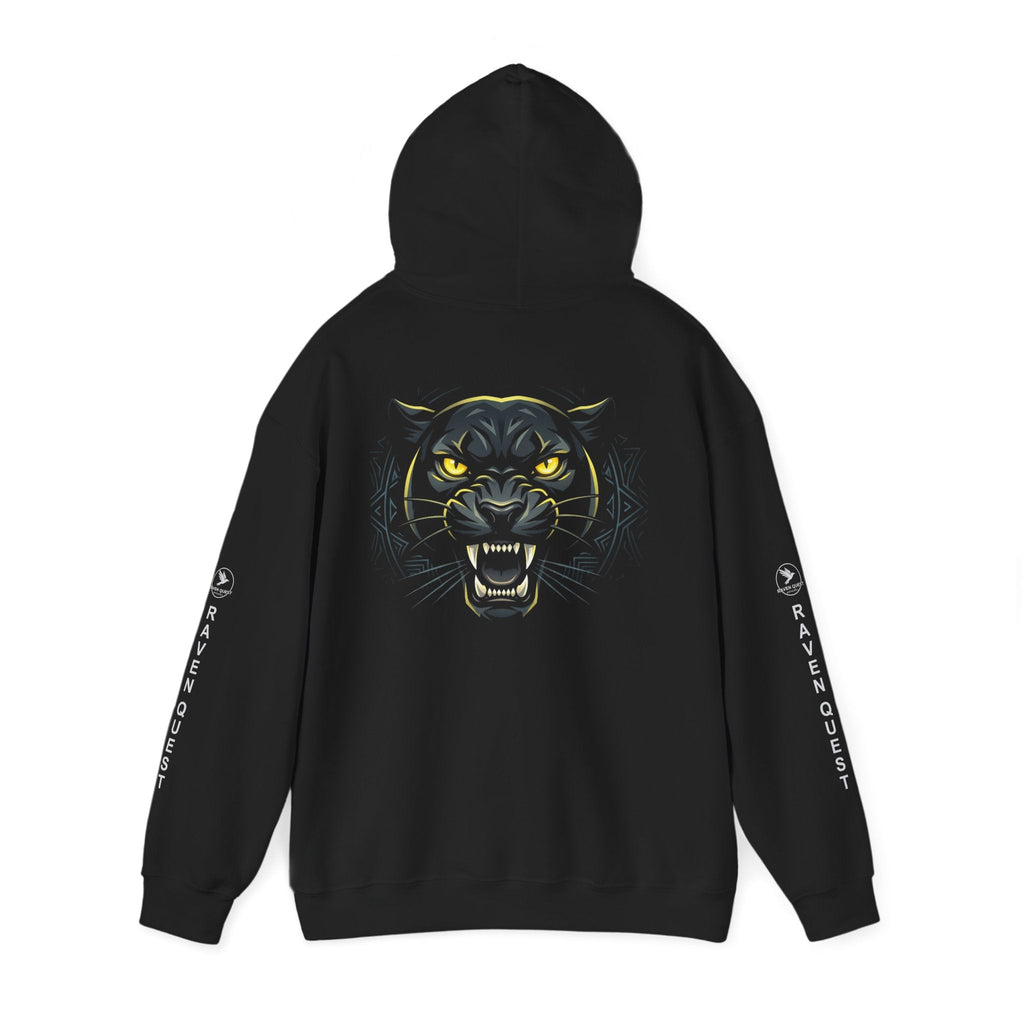 Panther Head Hoodie — Fierce Yellow - Eyed Graphic Pullover - Raven Quest Apparel