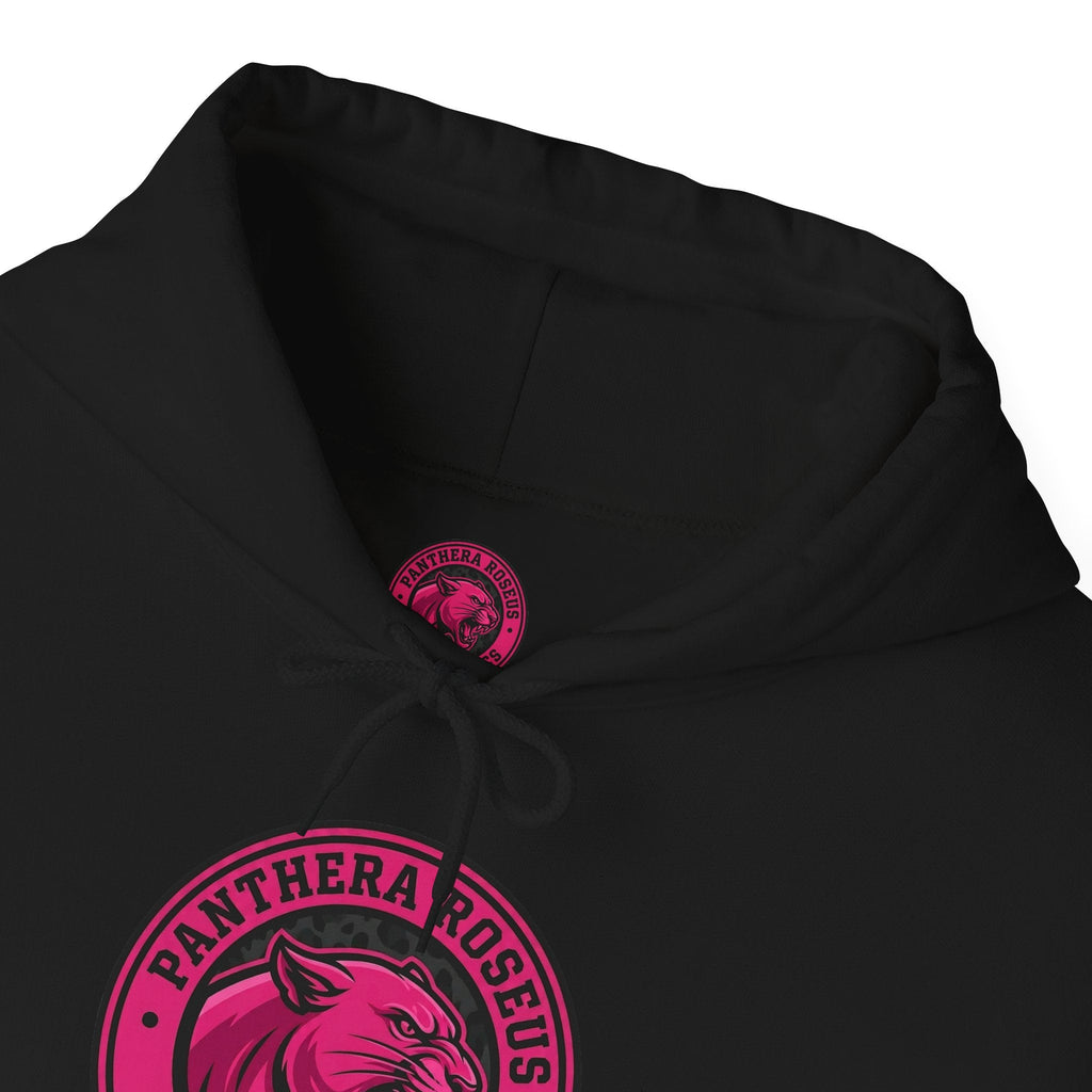 Panthera Rosa Girl Athletics Hoodie — Pink Panther Emblem Sweatshirt - Raven Quest Apparel
