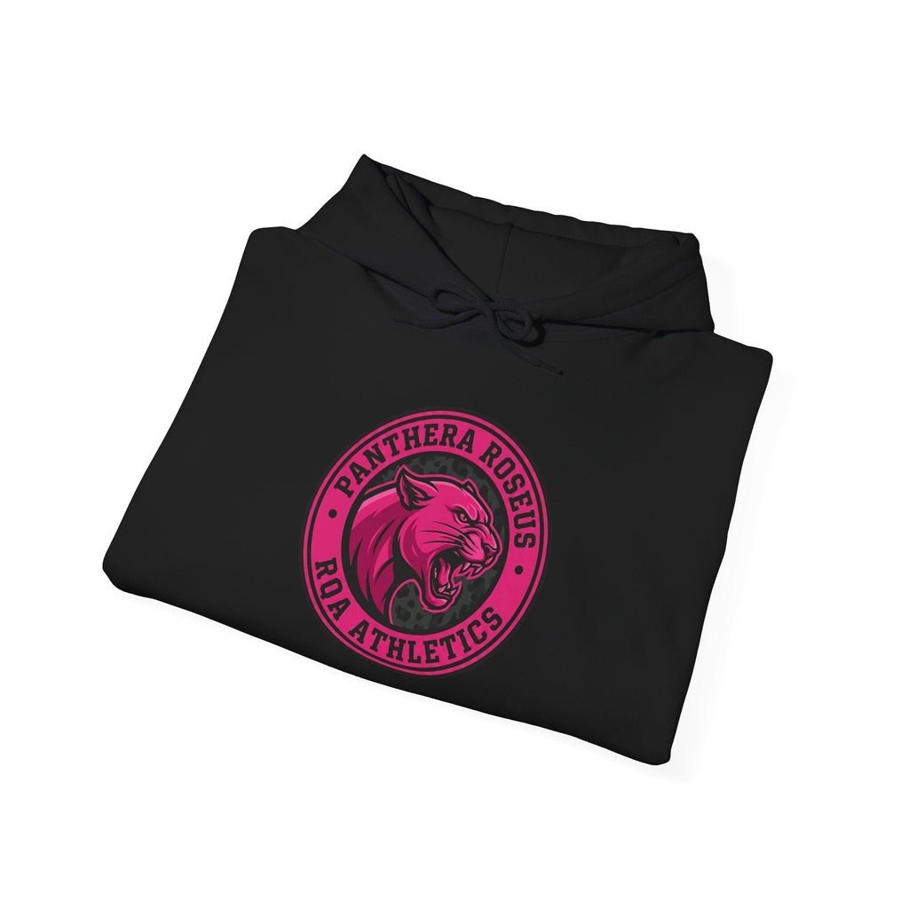 Panthera Rosa Girl Athletics Hoodie — Pink Panther Emblem Sweatshirt - Raven Quest Apparel