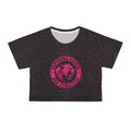 Panthera Roseus ROA Athletics Leopard Crop Tee — Pink Panther Logo Athletic Crop Top - Raven Quest Apparel