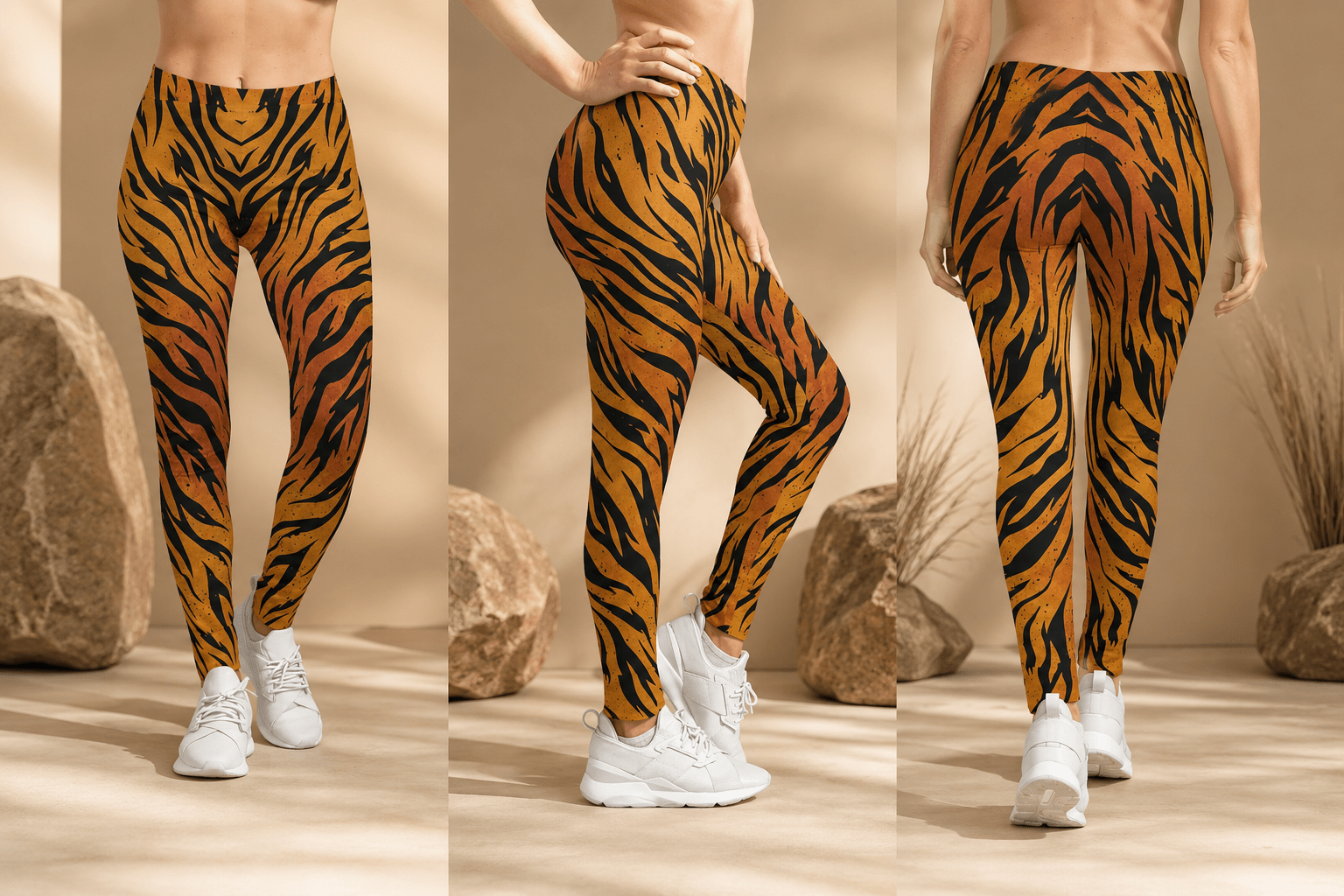 Panthera Tigirs (Tiger Stripe) Luxury Leggings | Raven Quest Apparel - Raven Quest Apparel