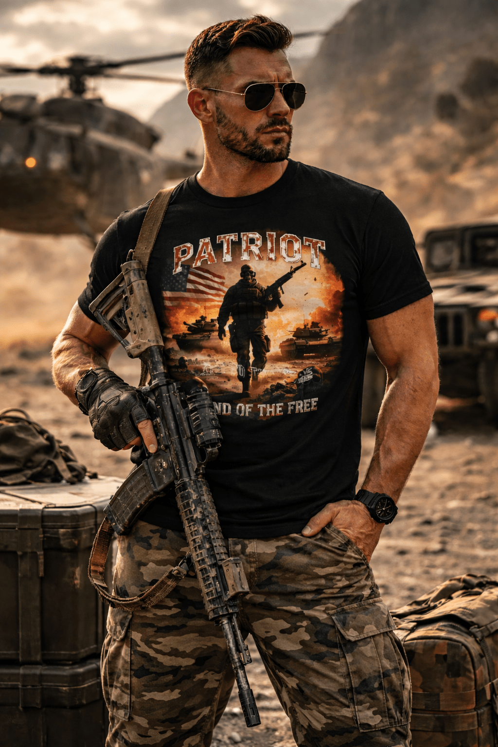 Patriot Soldier Graphic Tee — Military Veteran Tribute T-Shirt - Raven Quest Apparel
