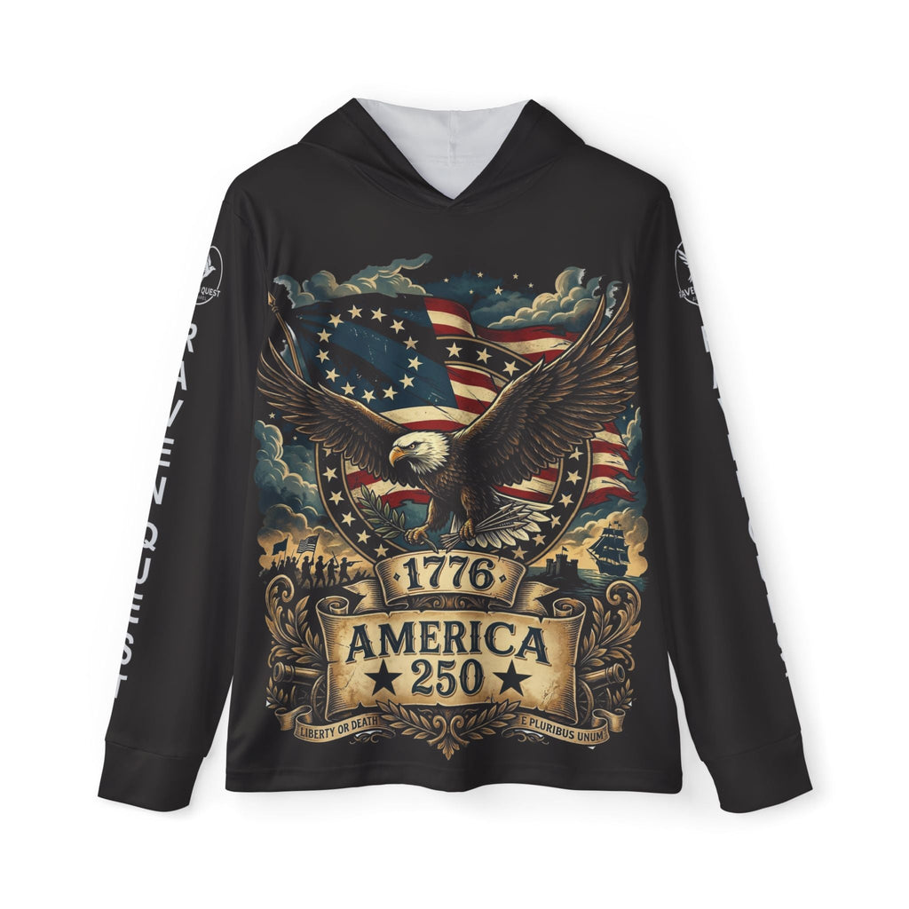 Patriotic Eagle Hoodie – "1776 America 250" Warmup Pullover - Raven Quest Apparel