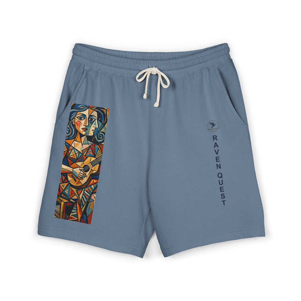 Picasso Inspired Fleece Sweat Shorts — Raven Quest Logo - Raven Quest Apparel