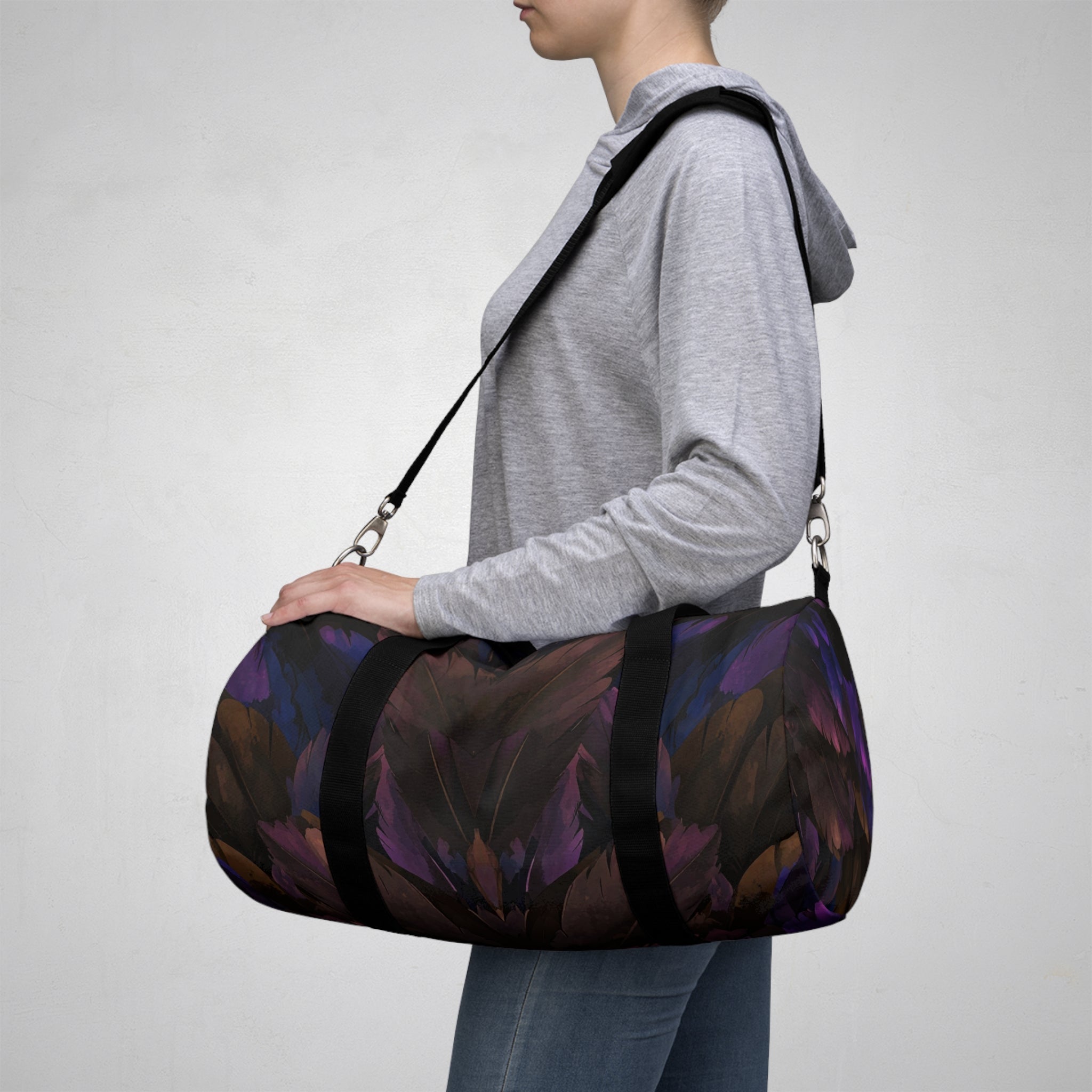 Purple Floral Night Duffel Bag — Dark Botanical Travel Bag - Raven Quest Apparel