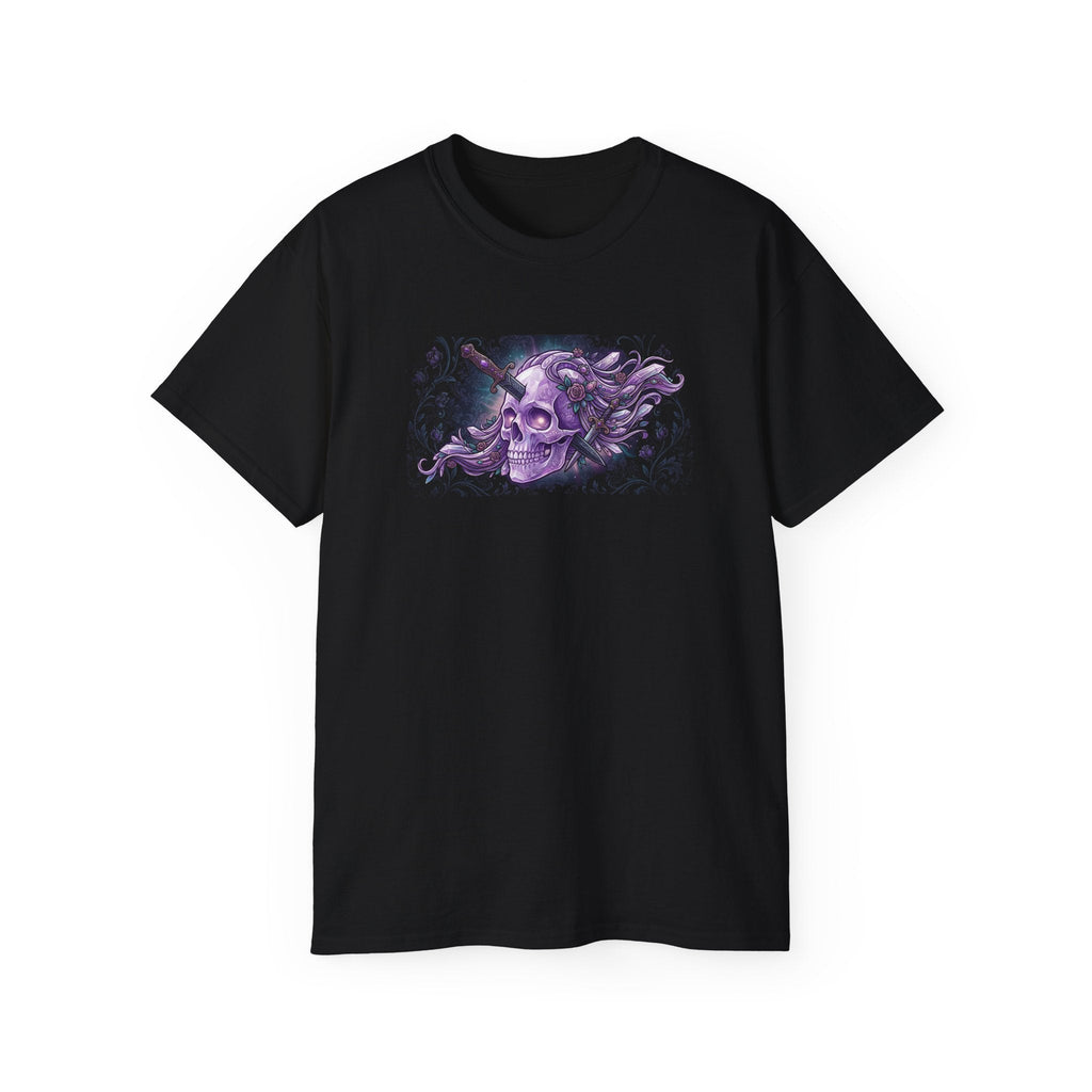 Purple Skull Tee — Gothic Fantasy Graphic T-Shirt - Raven Quest Apparel