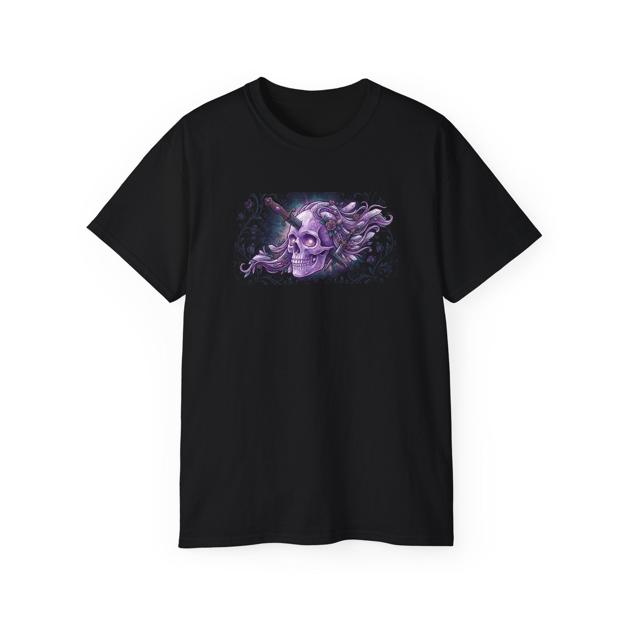 Purple Skull Tee — Gothic Fantasy Graphic T-Shirt - Raven Quest Apparel
