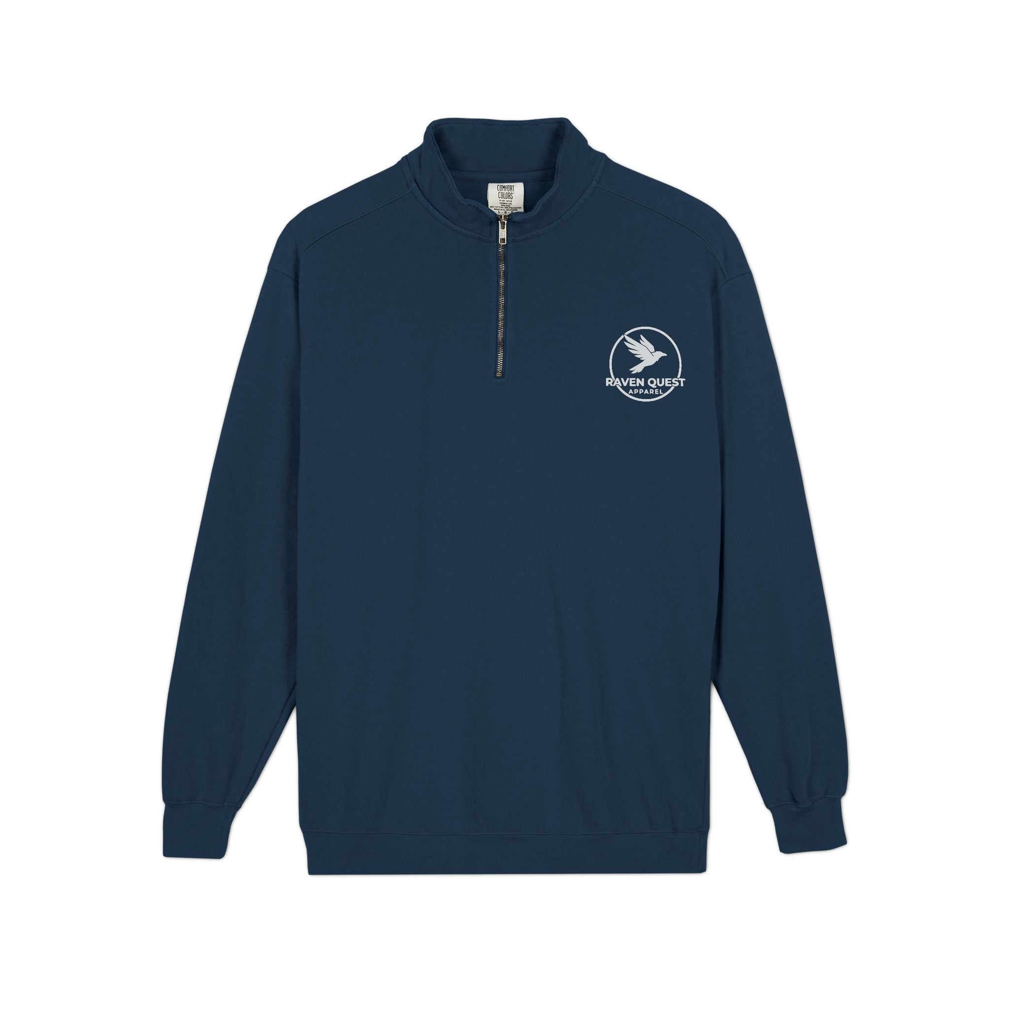 Quarter - Zip Sweatshirt — Minimal Raven Quest Logo Casual Pullover - Raven Quest Apparel