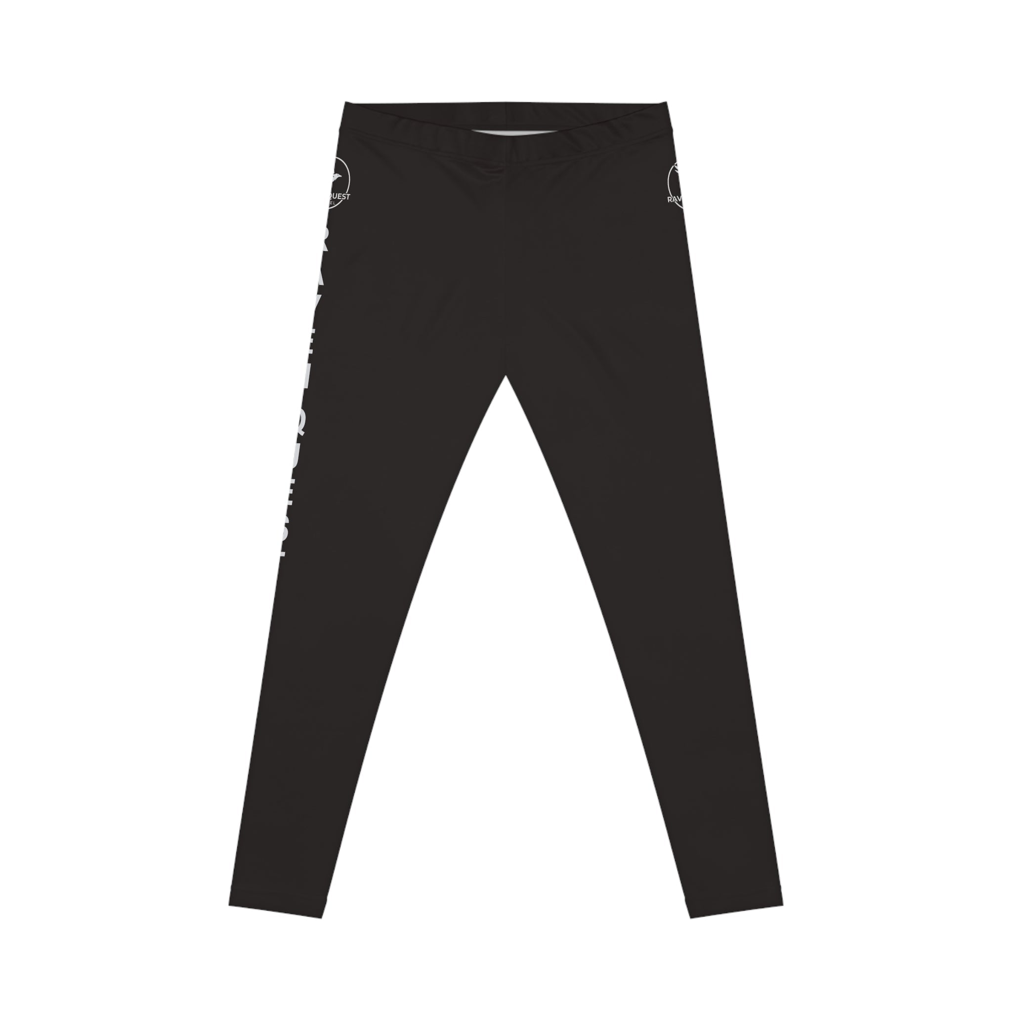 Raven Quest Black Logo Leggings — Women's Graphic Side - Print Activewear - Raven Quest Apparel