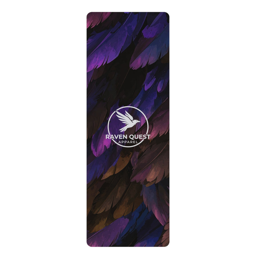 Raven Quest Feather - Pattern Rubber Yoga Mat — Non - Slip Exercise Mat with Logo - Raven Quest Apparel