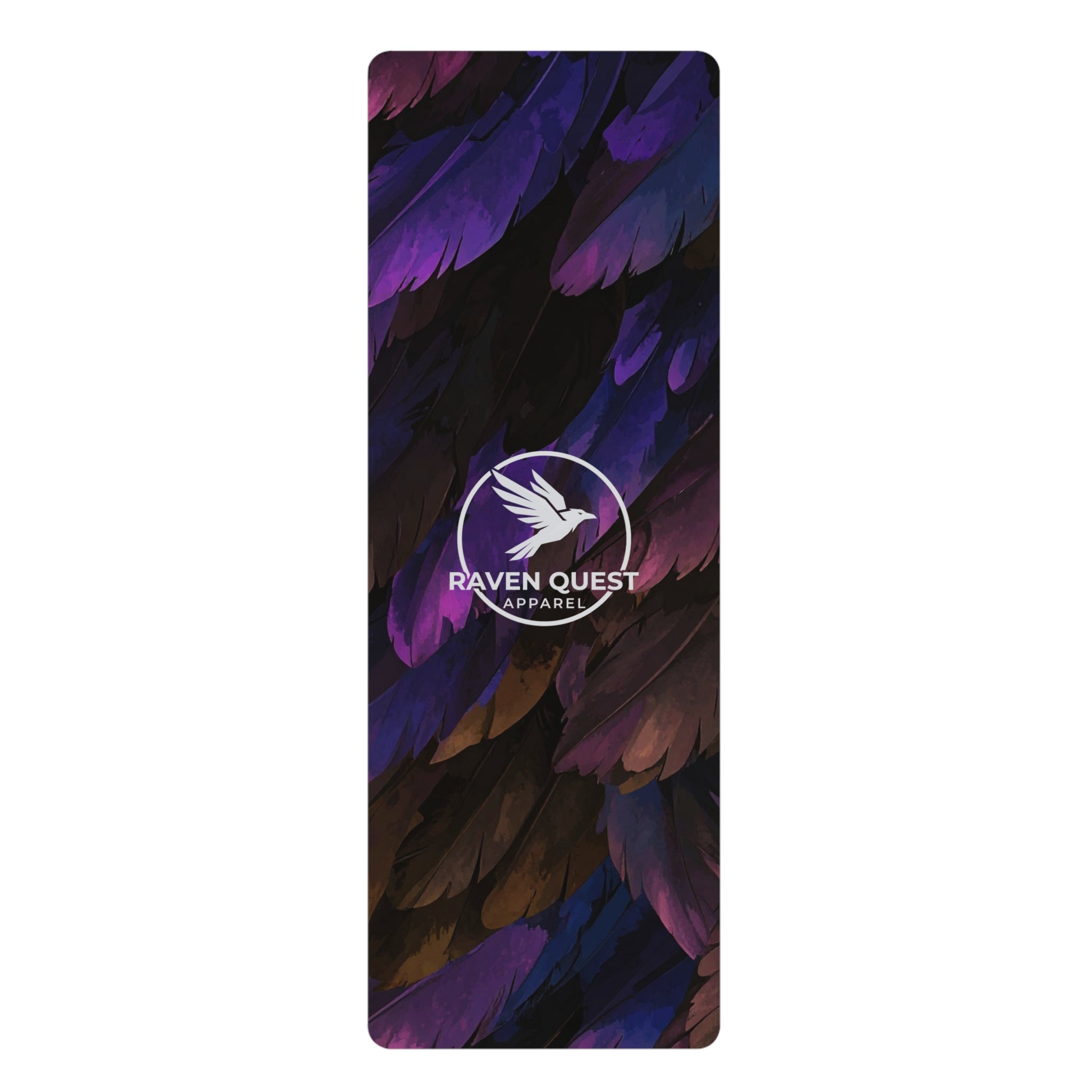 Raven Quest Feather - Pattern Rubber Yoga Mat — Non - Slip Exercise Mat with Logo - Raven Quest Apparel