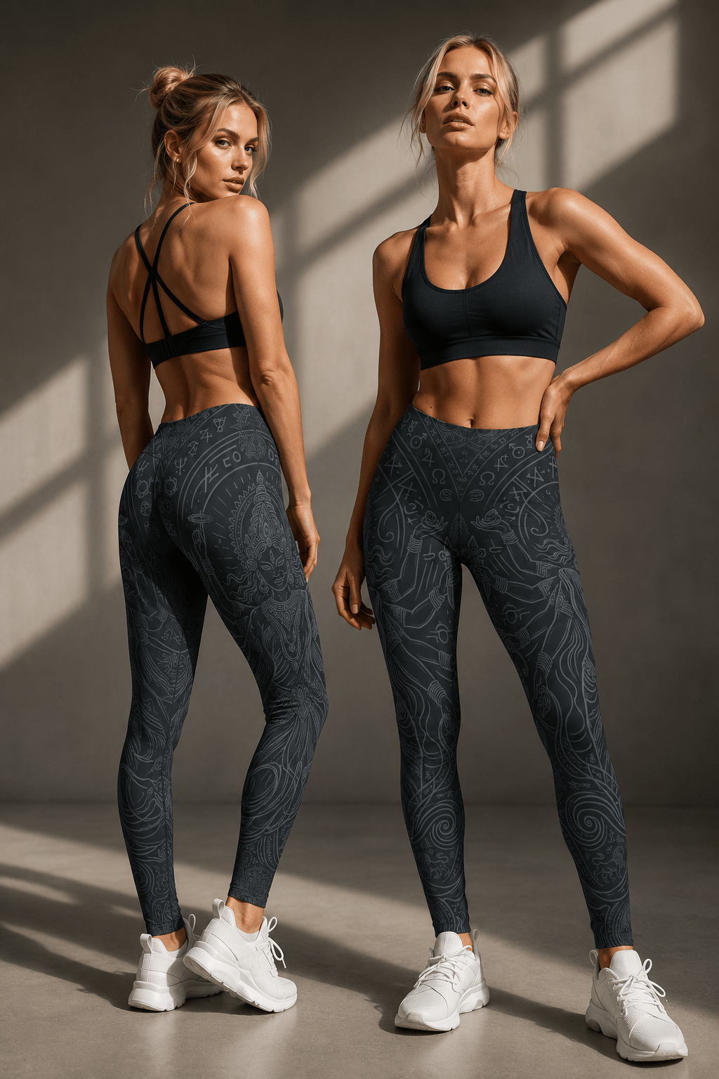 Raven Zen Divine Feminine Goddess Leggings | Sacred Geometry Yoga Pants - Raven Quest Apparel