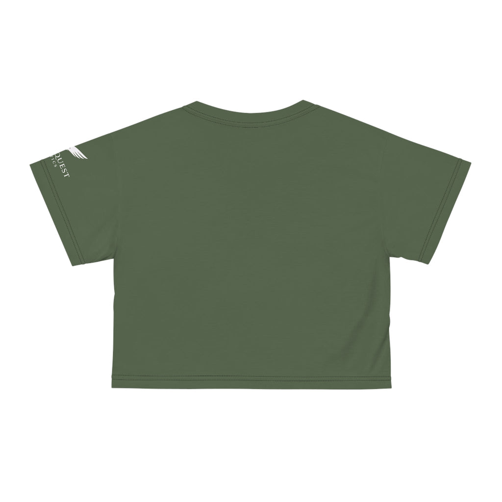 Raven Zen Moss Lotus Mandala Crop Tee — Olive Green Spiritual Yoga Top - Raven Quest Apparel