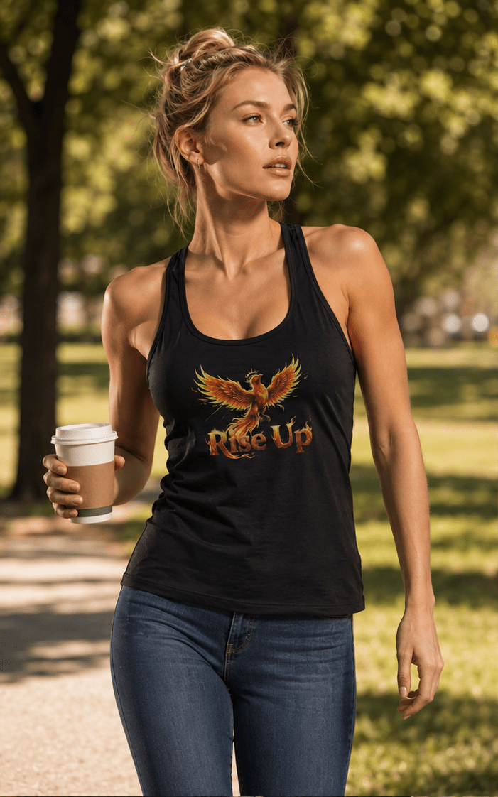Rise Up Phoenix Tank Top — Women's Flowy Racerback Tank - Raven Quest Apparel