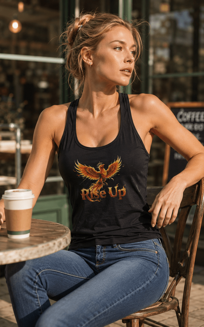 Rise Up Phoenix Tank Top — Women's Flowy Racerback Tank - Raven Quest Apparel