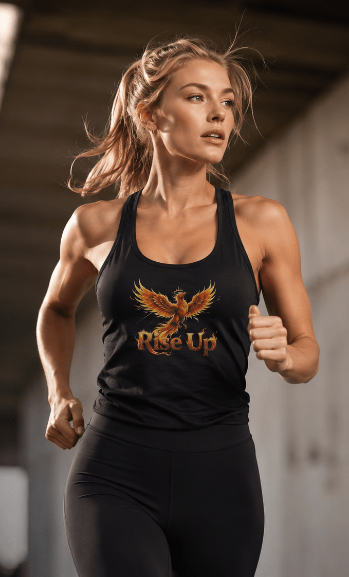 Rise Up Phoenix Tank Top — Women's Flowy Racerback Tank - Raven Quest Apparel