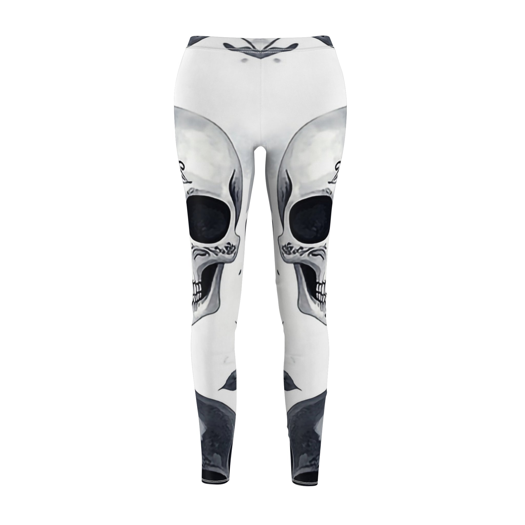 Skull Print Women's Leggings – Gothic Skull Mirror All - Over Print - Raven Quest Apparel