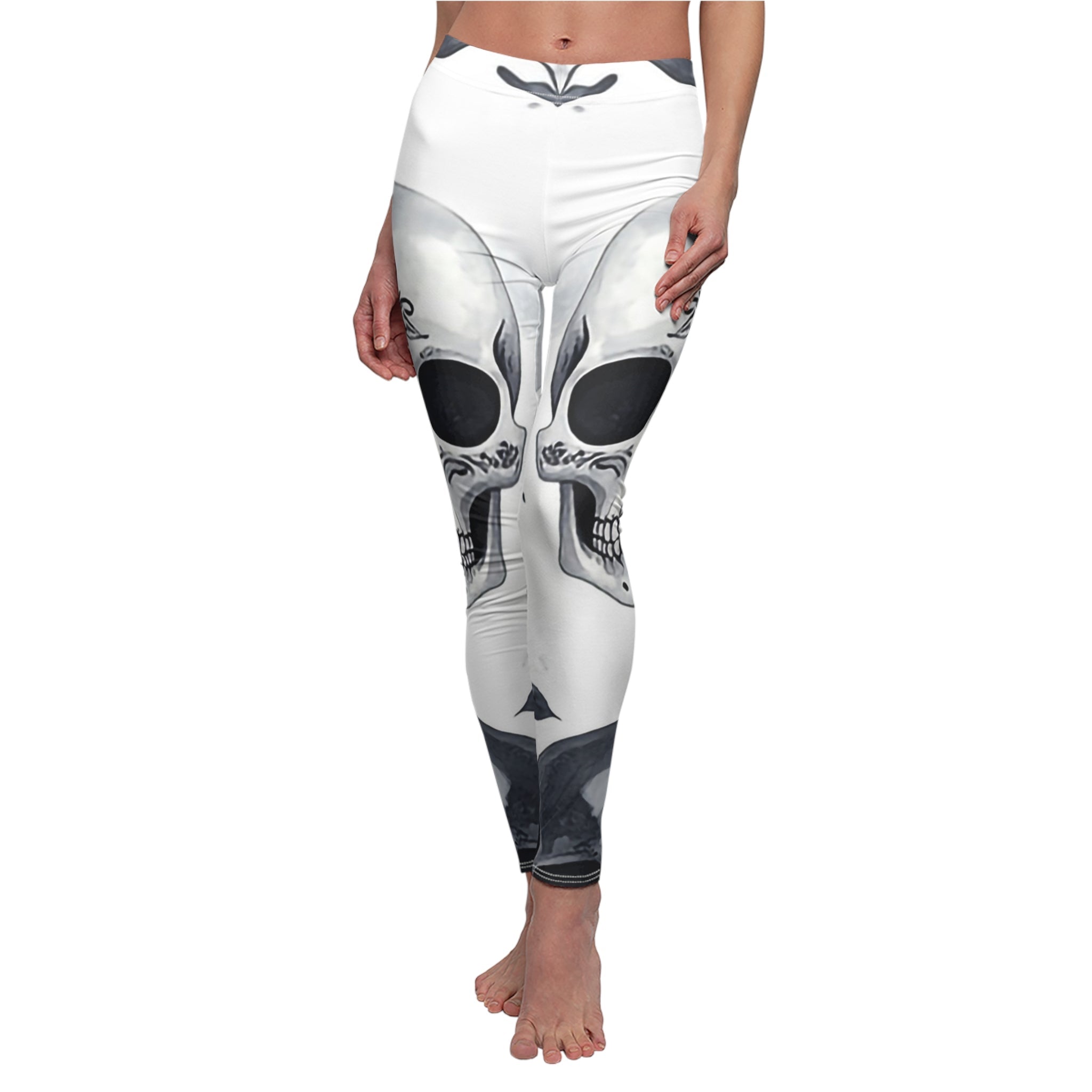 Skull Print Women's Leggings – Gothic Skull Mirror All - Over Print - Raven Quest Apparel