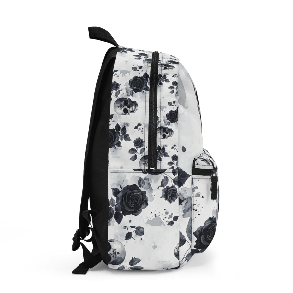 Skull & Roses Backpack — Gothic Skull Pattern Daypack - Raven Quest Apparel
