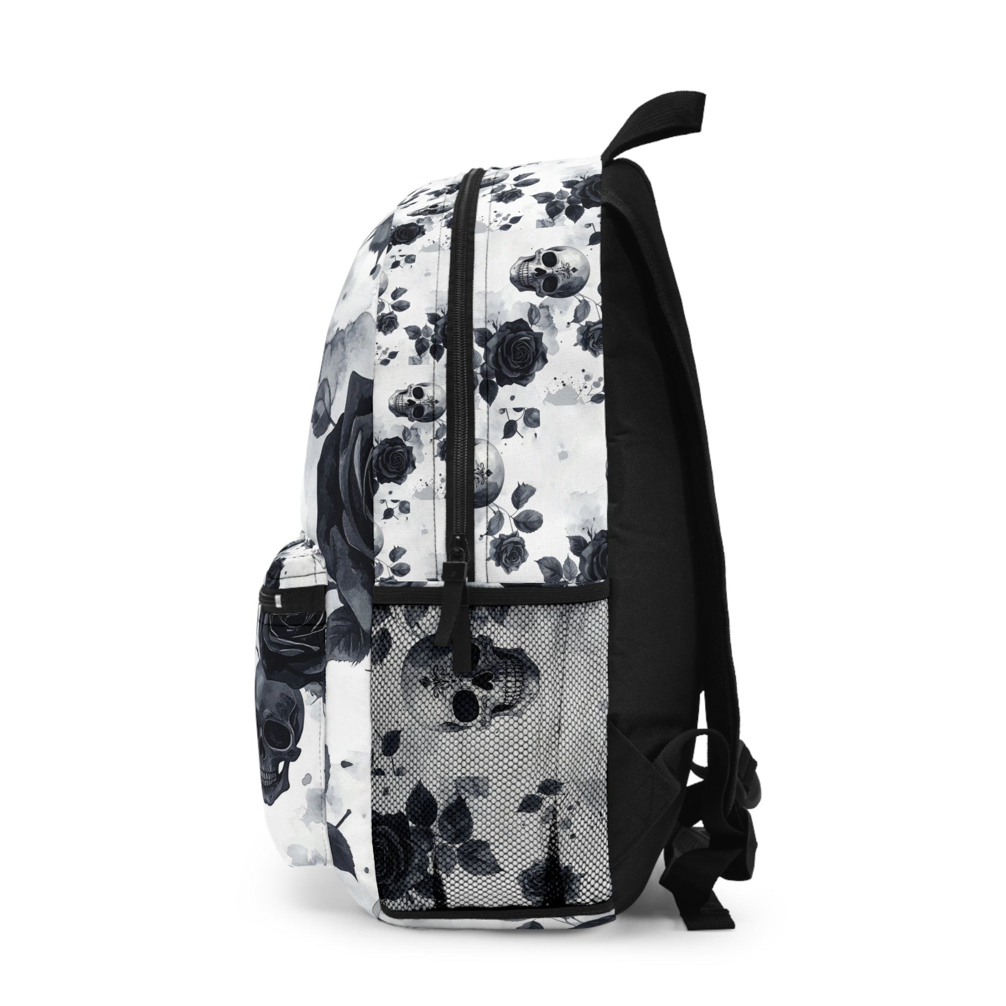 Skull & Roses Backpack — Gothic Skull Pattern Daypack - Raven Quest Apparel