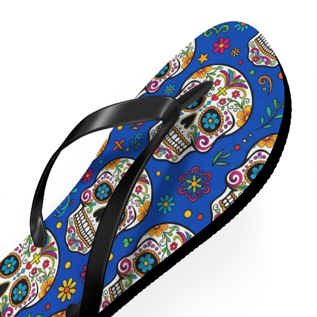Sugar Skull Flip Flops — Colorful Day of the Dead Sandals - Raven Quest Apparel