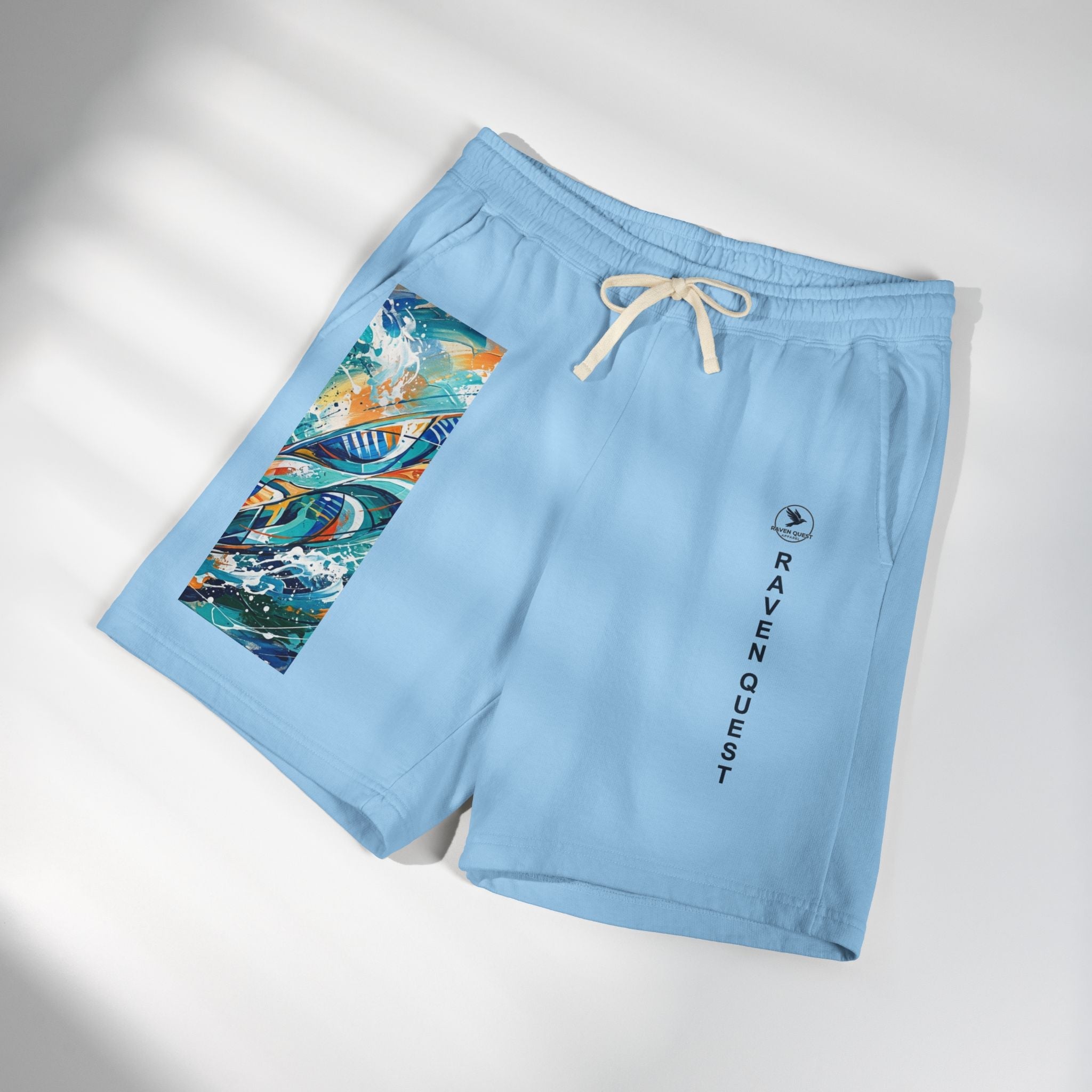 Surf Graphic Fleece Sweat Shorts — Raven Quest Apparel Logo - Raven Quest Apparel