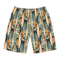 Surfboard Print Board Shorts — Vintage Coastal Men’s Swim Trunks - Raven Quest Apparel
