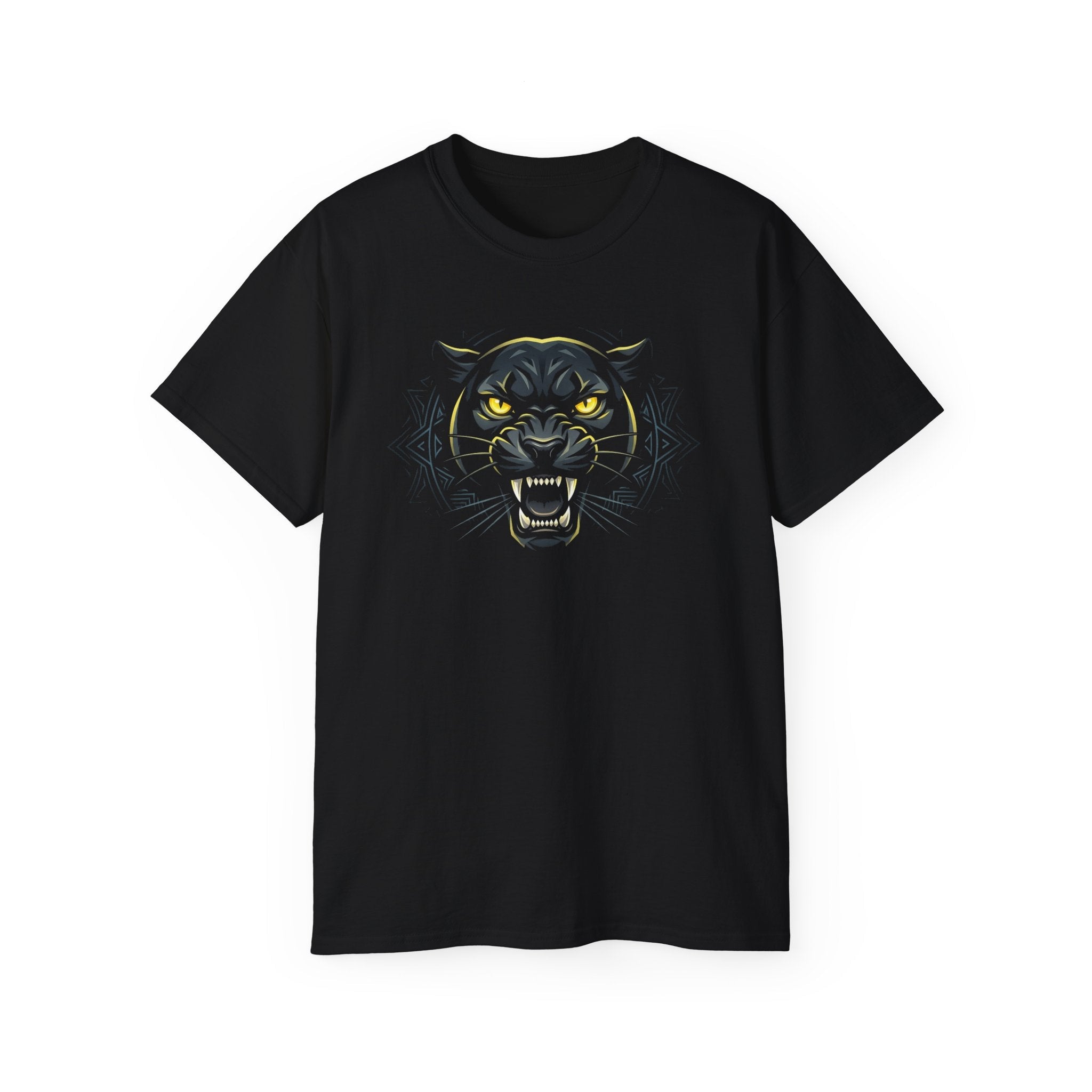 Tiger Face Graphic Tee — Bold Yellow - Eyed Animal Print T-Shirt - Raven Quest Apparel