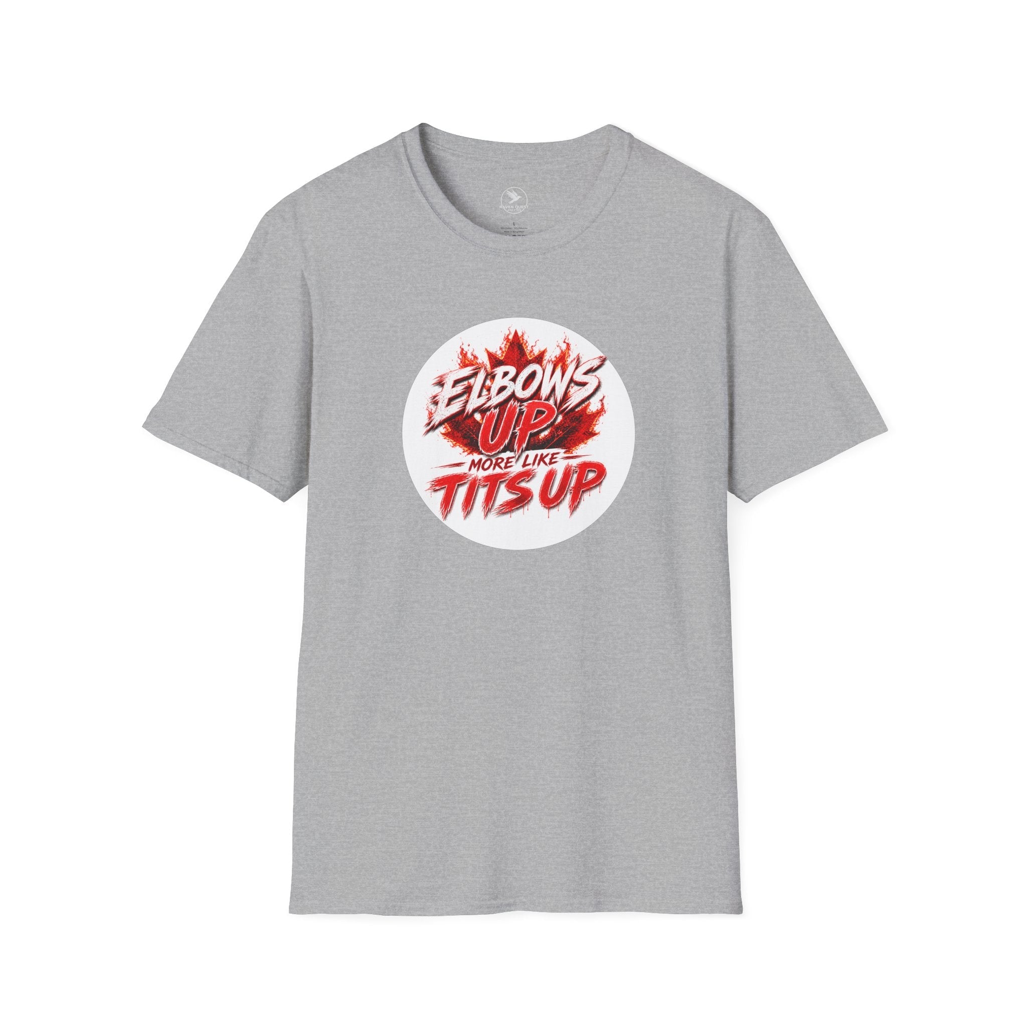 T‑Shirt — “Elbows Up More Like Tits Up” Bold Graphic Tee - Raven Quest Apparel