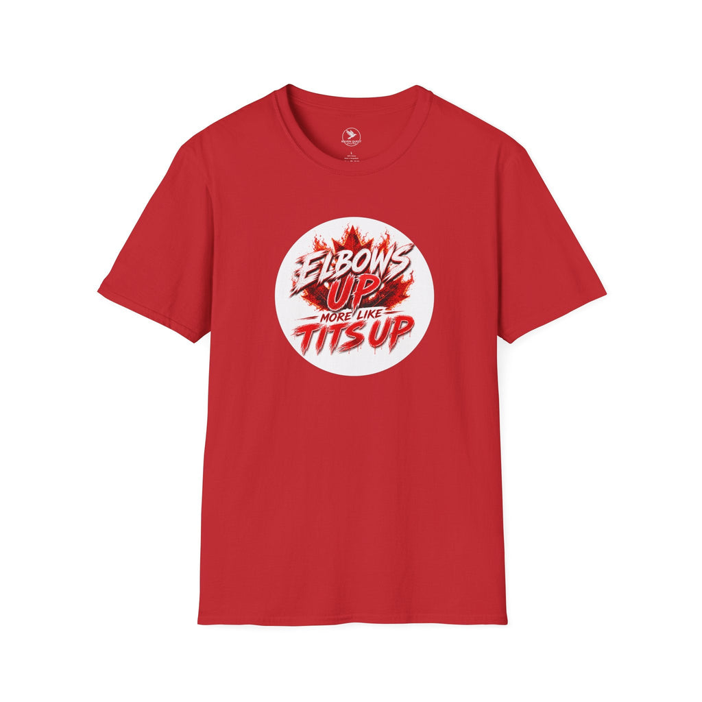 T‑Shirt — “Elbows Up More Like Tits Up” Bold Graphic Tee - Raven Quest Apparel