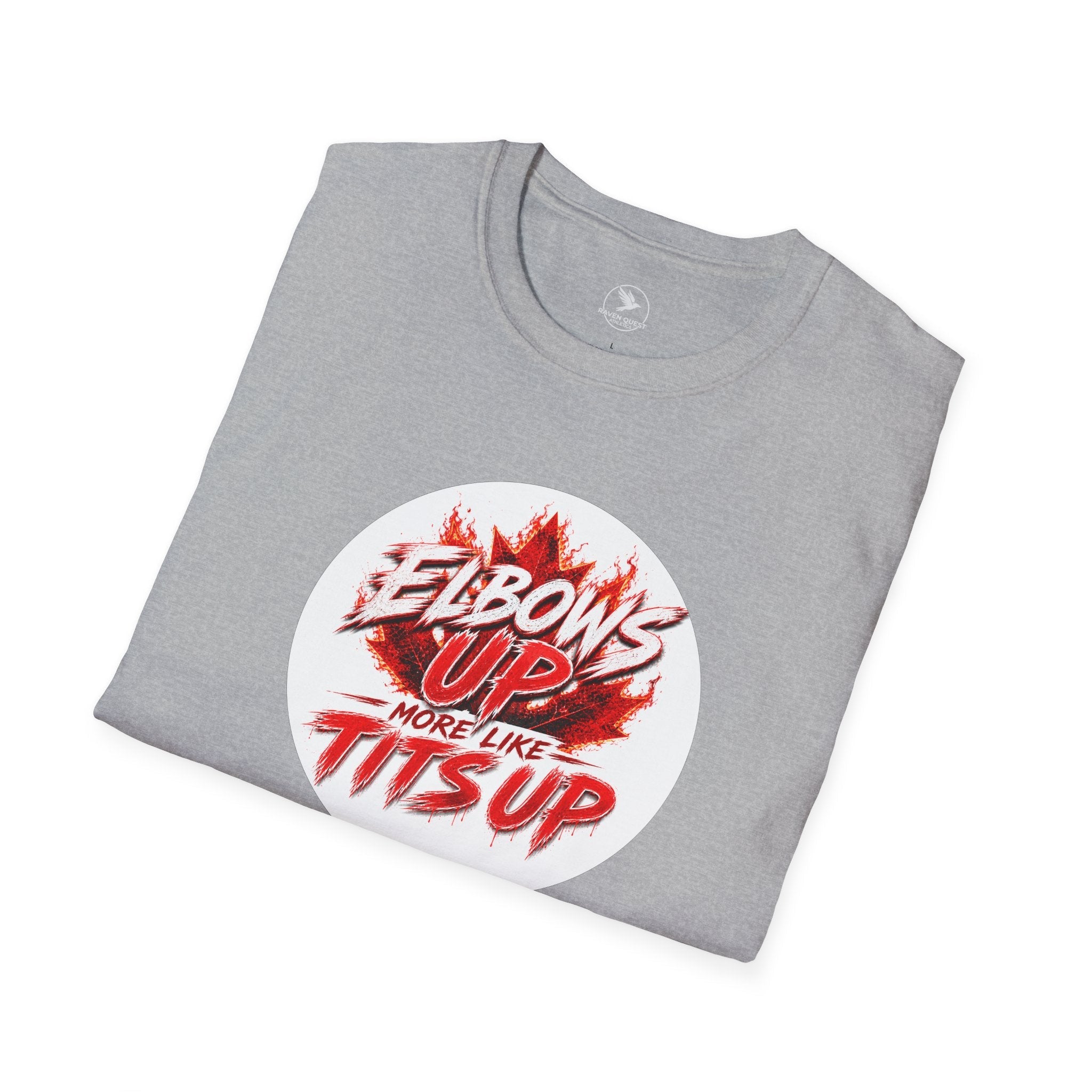 T‑Shirt — “Elbows Up More Like Tits Up” Bold Graphic Tee - Raven Quest Apparel