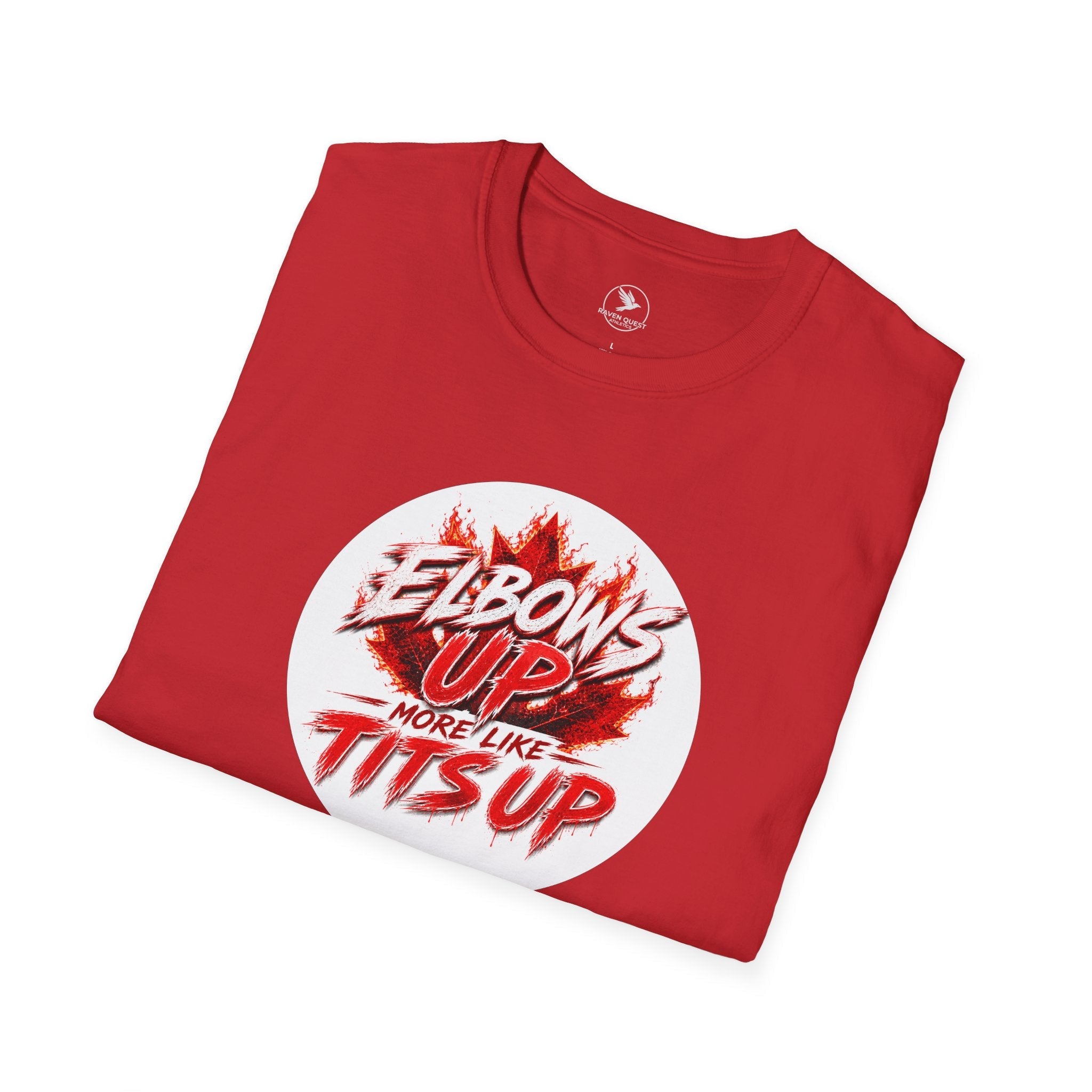 T‑Shirt — “Elbows Up More Like Tits Up” Bold Graphic Tee - Raven Quest Apparel