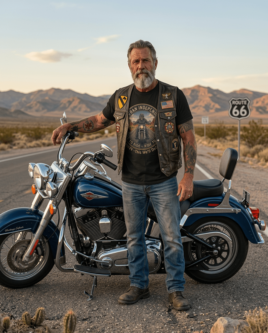 Veteran Independent Motorcycle T-Shirt – "Live to Ride, Ride to Live" Army Tribute - Raven Quest Apparel