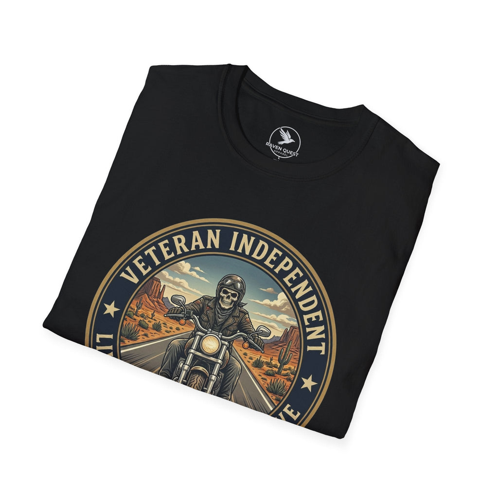 Veteran Independent Motorcycle T-Shirt — "Live to Ride, Ride to Live" USMC Semper Fidelis - Raven Quest Apparel