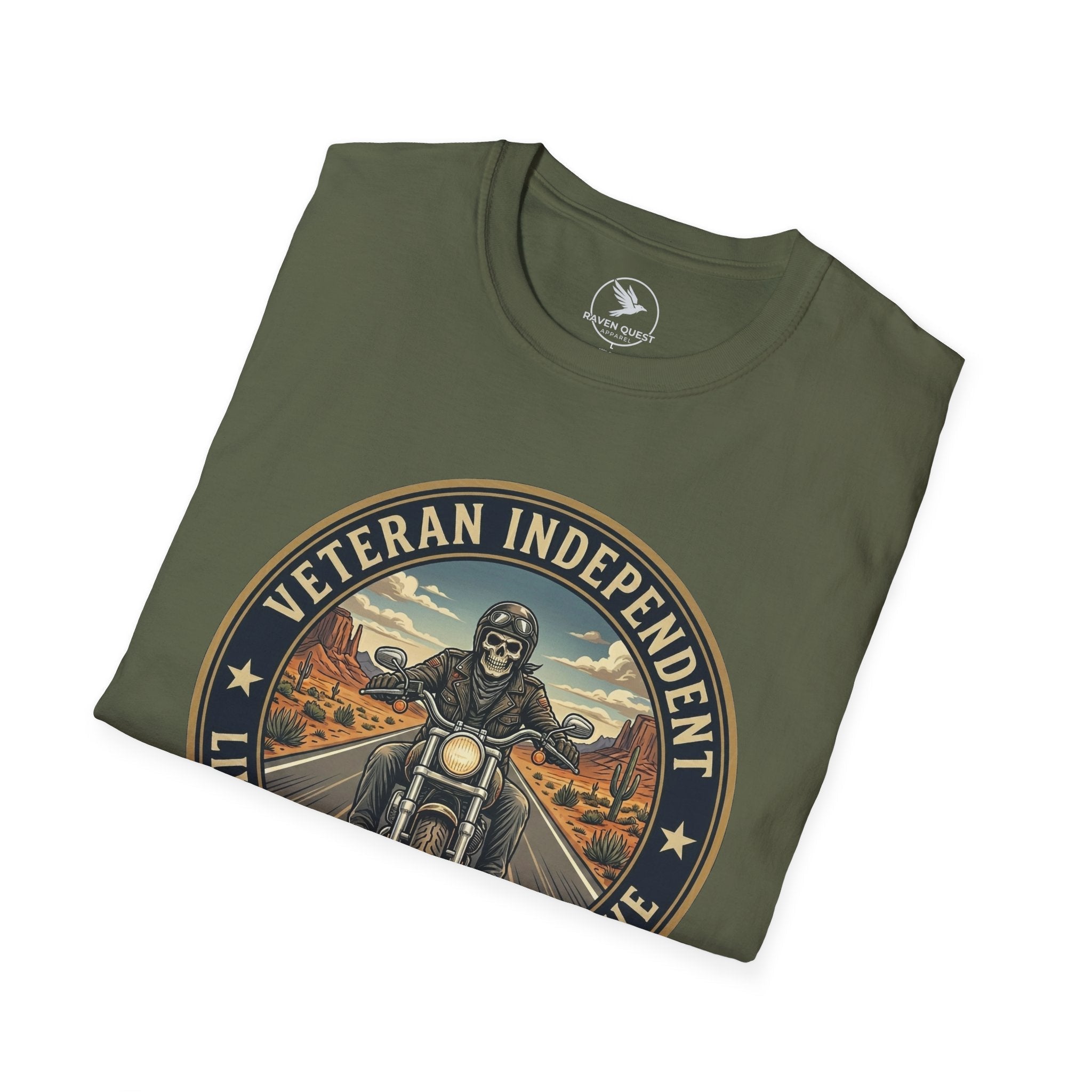 Veteran Independent Motorcycle T-Shirt — "Live to Ride, Ride to Live" USMC Semper Fidelis - Raven Quest Apparel