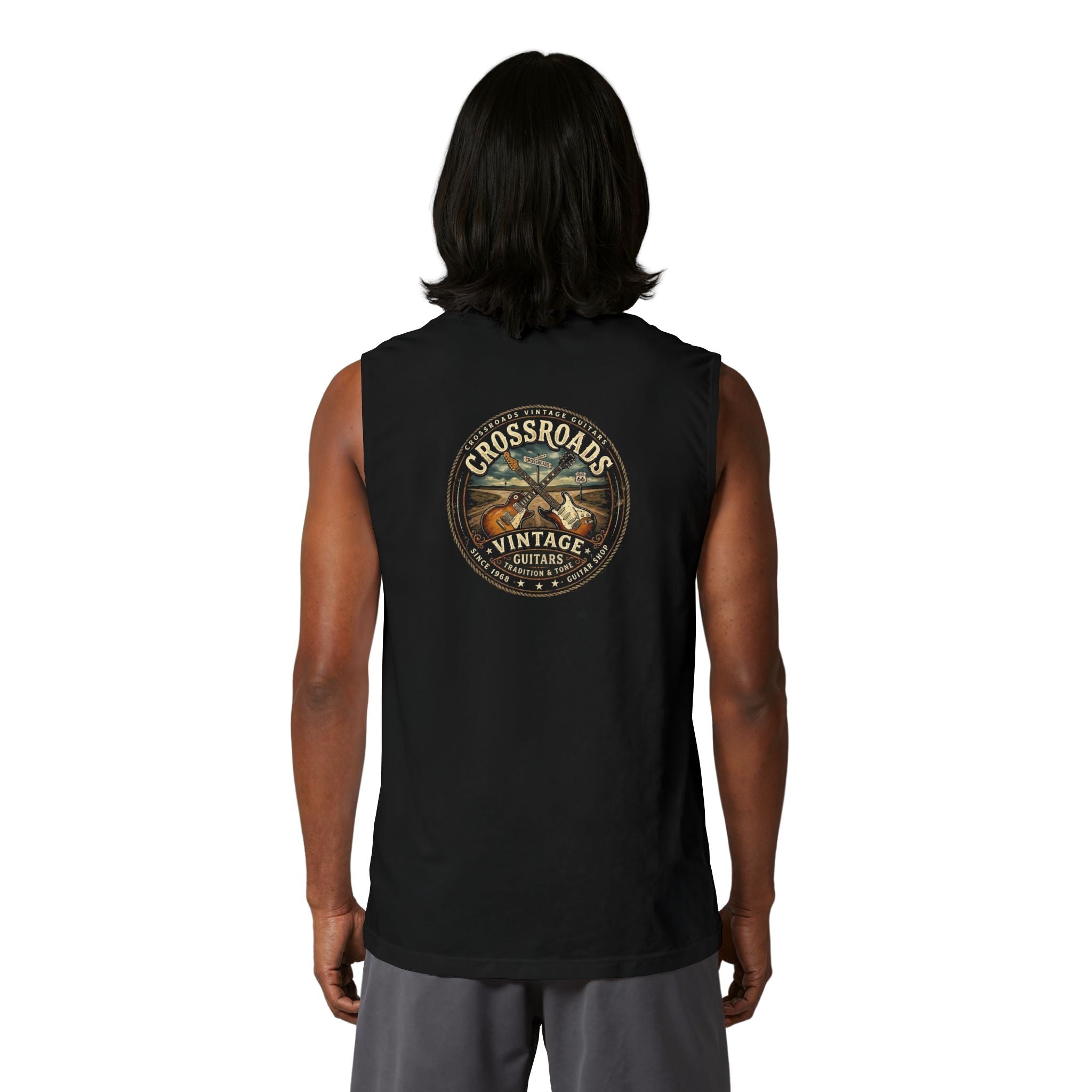 Vintage Guitar Crossroads Muscle Tank — Retro Music Tee for Guitarists - Raven Quest Apparel