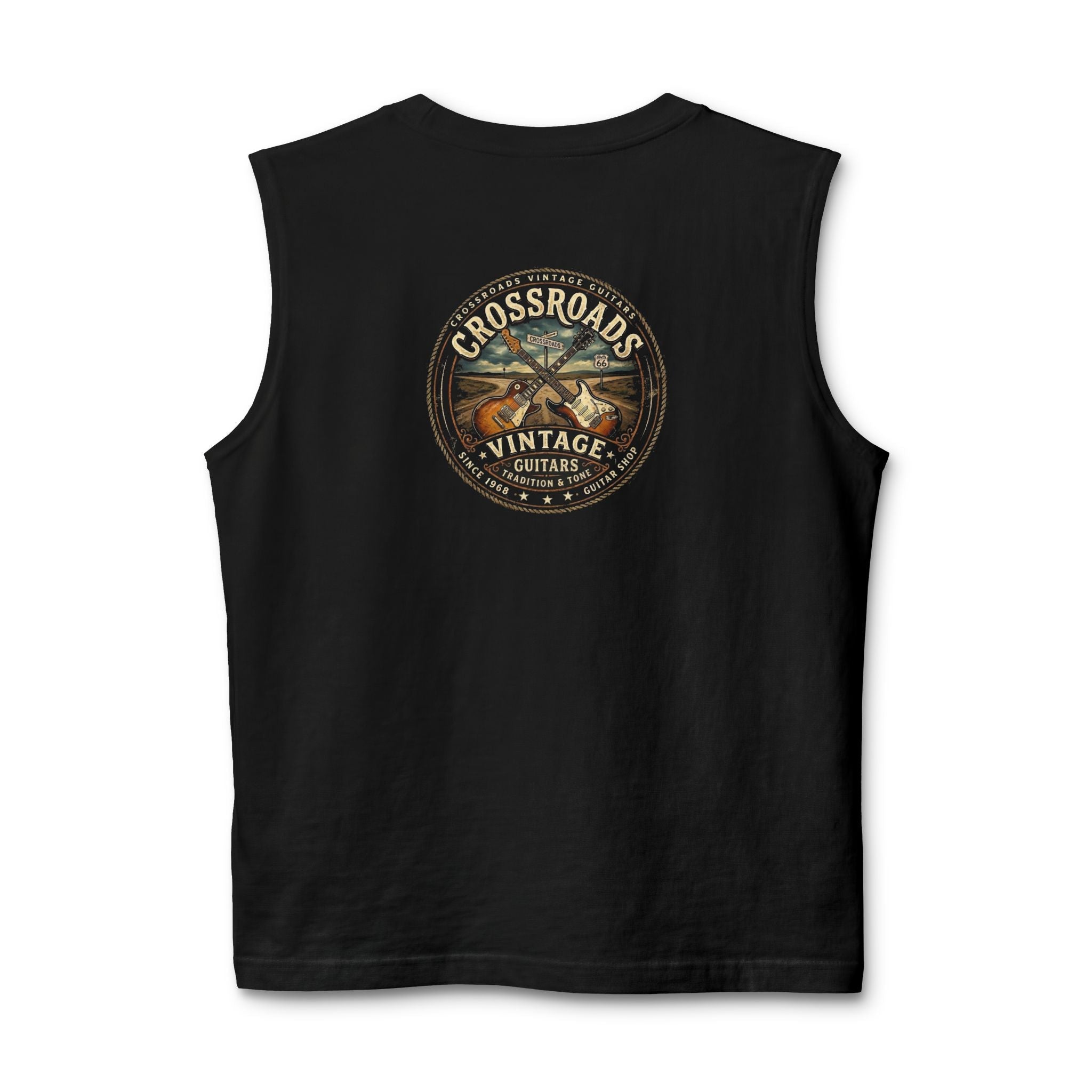 Vintage Guitar Crossroads Muscle Tank — Retro Music Tee for Guitarists - Raven Quest Apparel