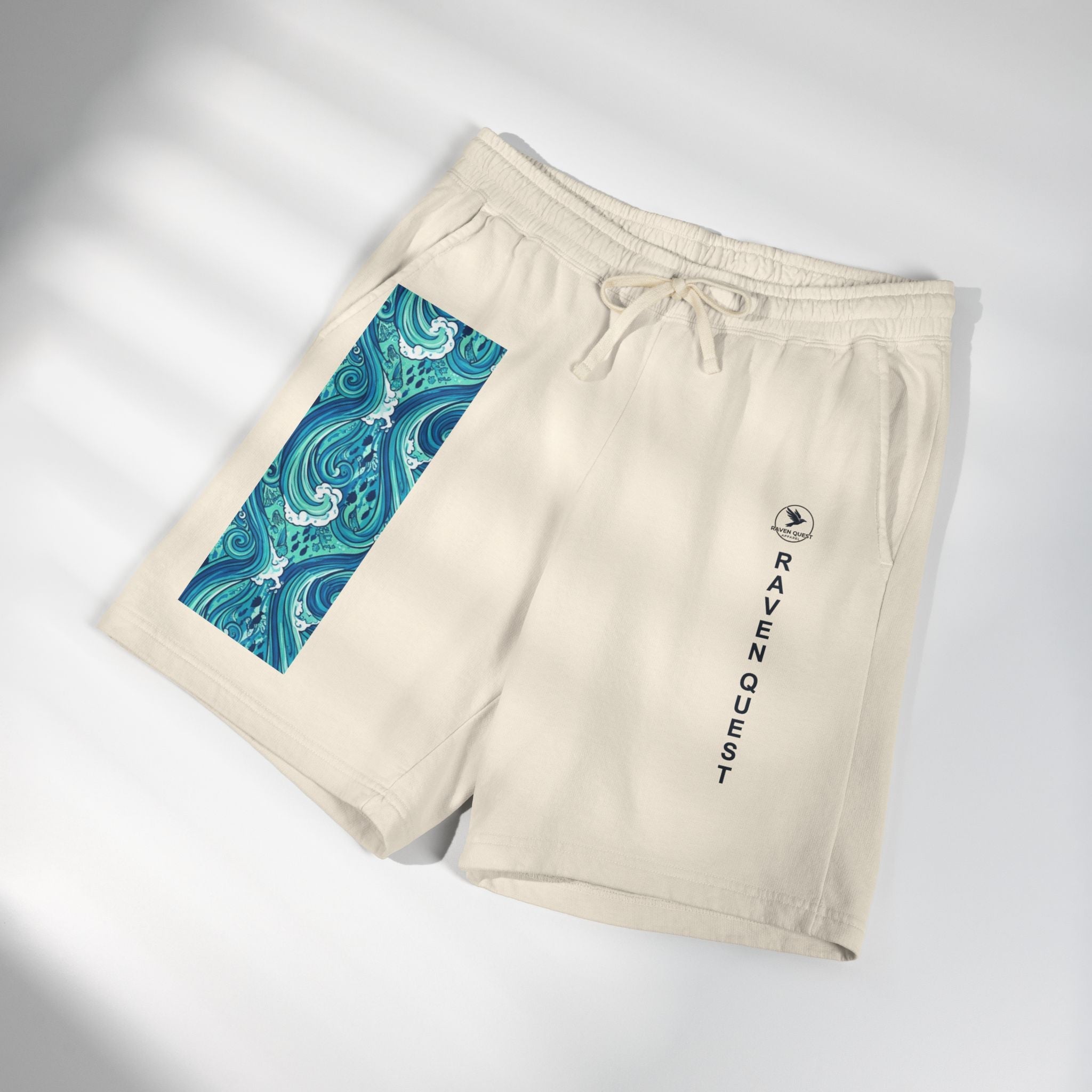 Wave Panel II Fleece Sweat Shorts — Raven Quest Logo - Raven Quest Apparel
